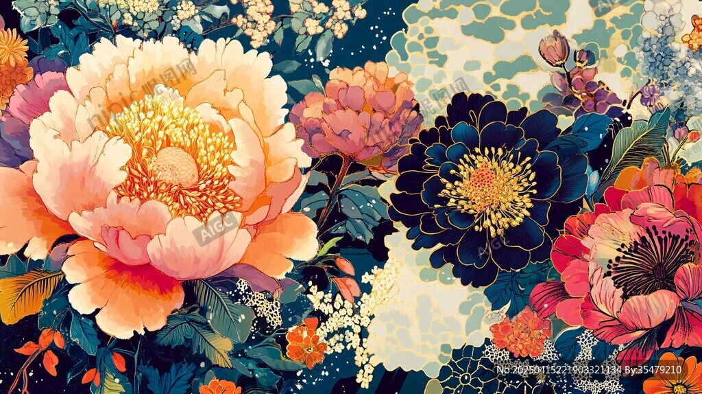 繁花绽放的绚丽花卉图景