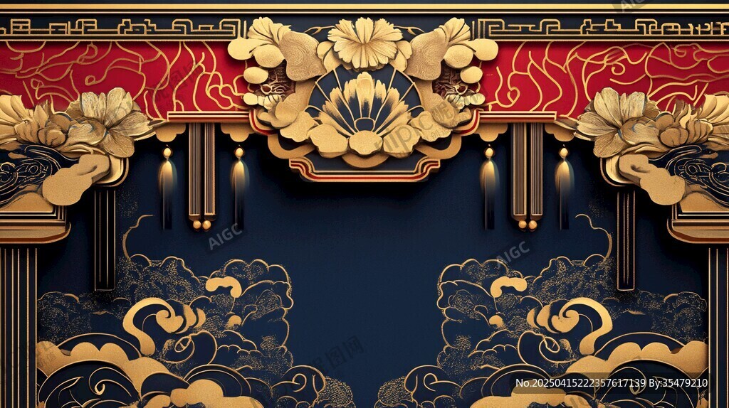 中式古典华丽黑金装饰背景