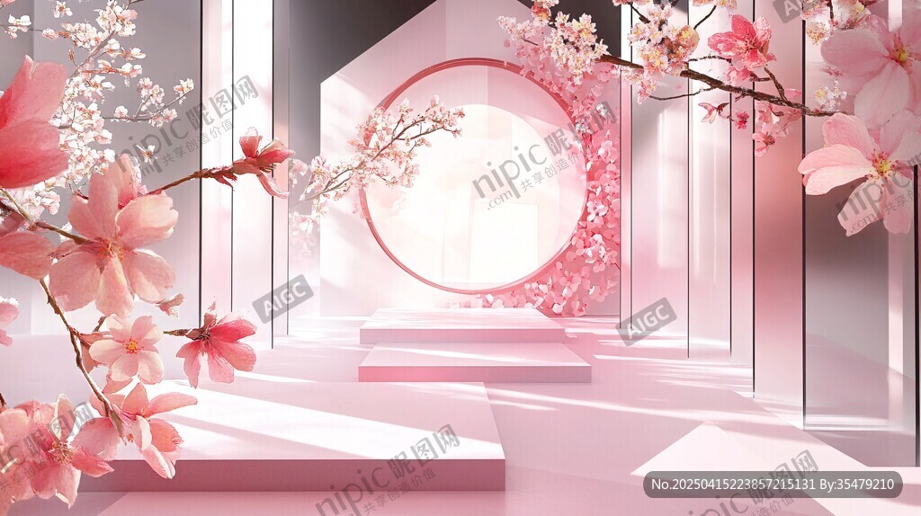 粉色梦幻中式浪漫婚礼场景