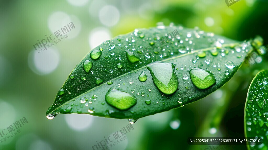 绿叶上晶莹的水珠