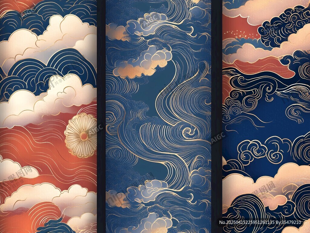 中式传统云海纹图案集锦