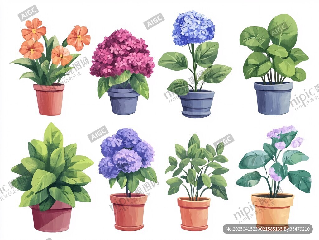 多彩盆栽植物集合展示
