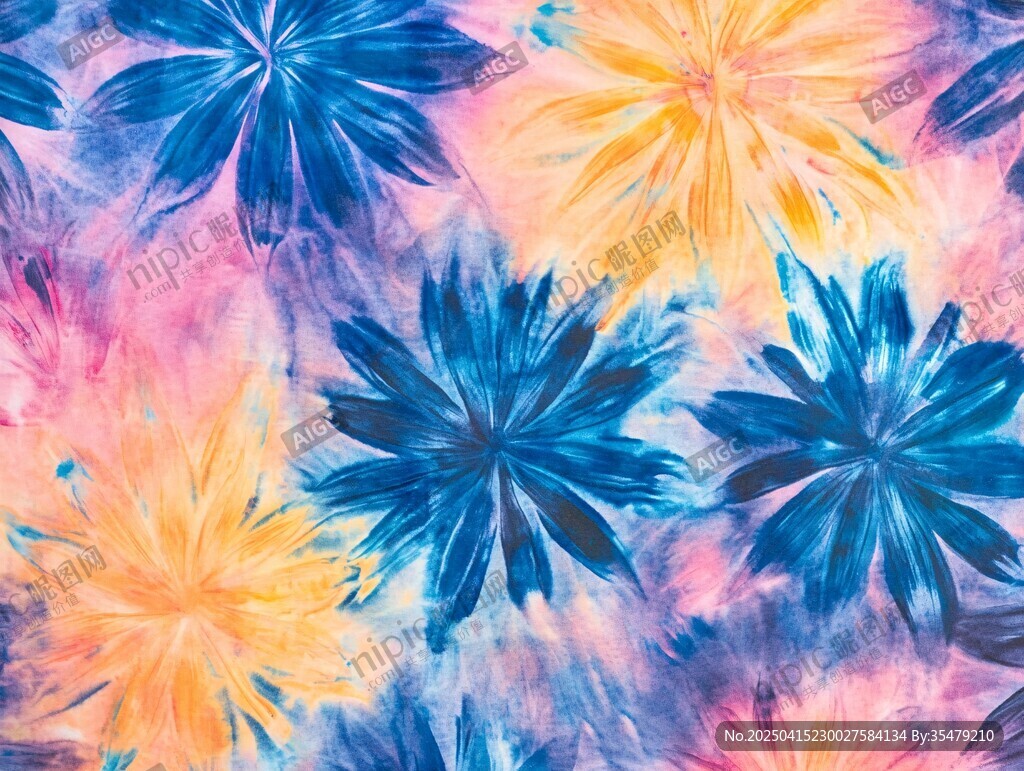 多彩花卉图案织物纹理