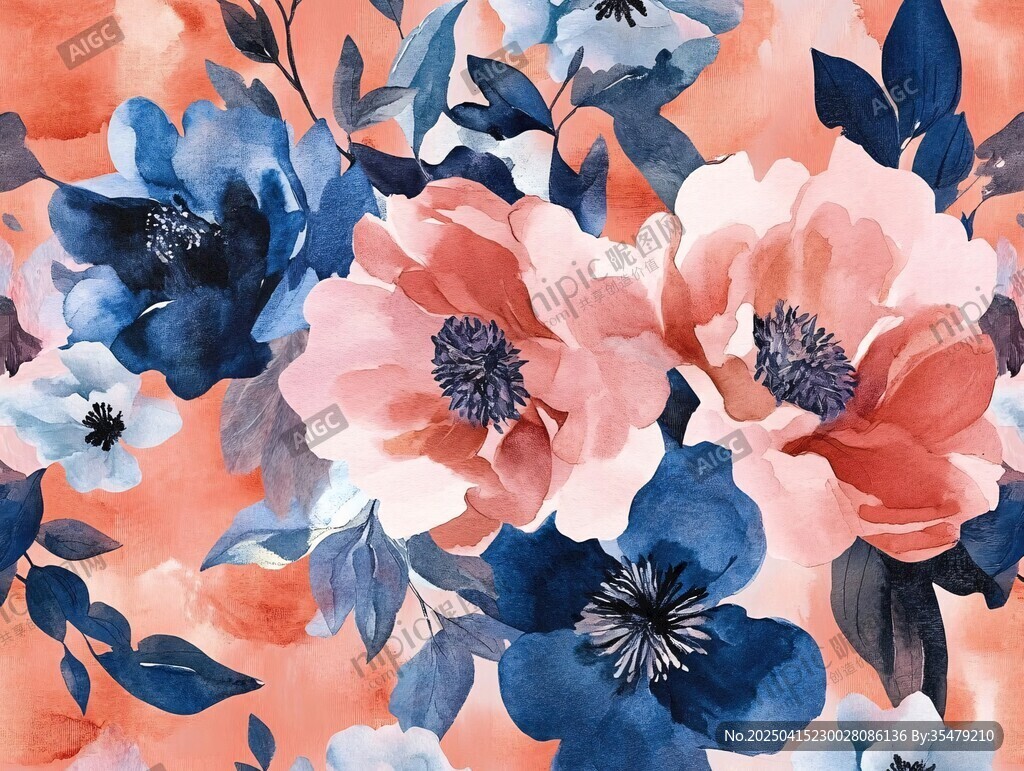 水彩花卉图案 色彩绚丽