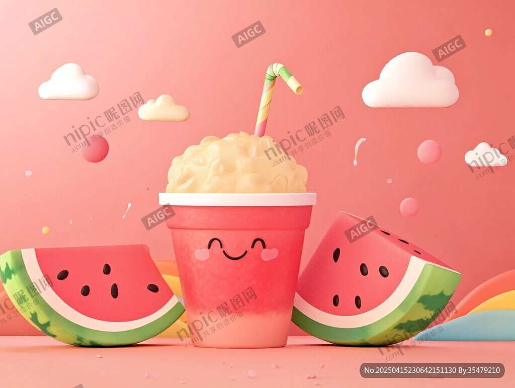 夏日冰饮与西瓜的梦幻组合