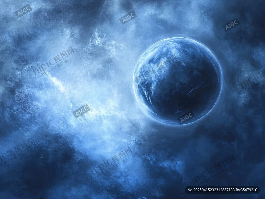 梦幻蓝色星球宇宙景象