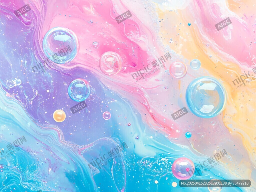 梦幻色彩流体与泡泡世界