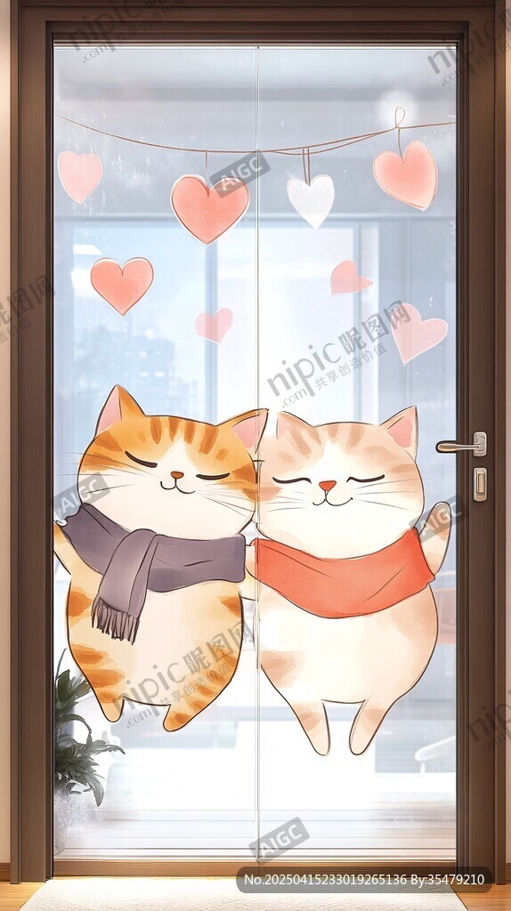 可爱猫咪贴饰装点温馨门
