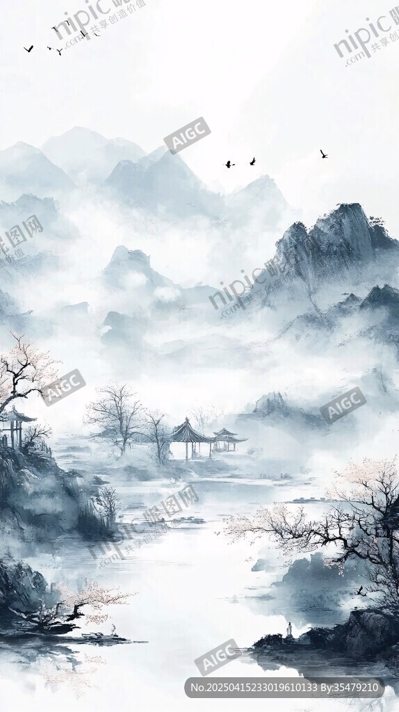 水墨山水间的静谧景致