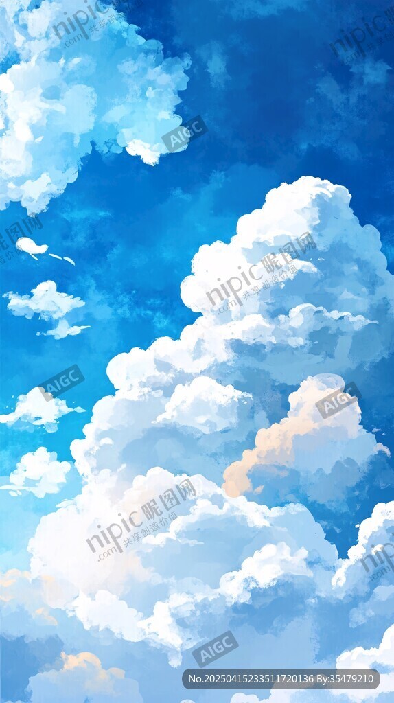 梦幻蓝天与蓬松云朵