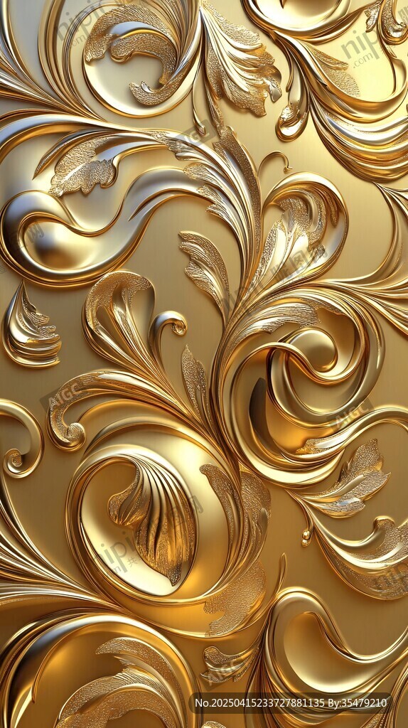 金色浮雕花纹装饰图案