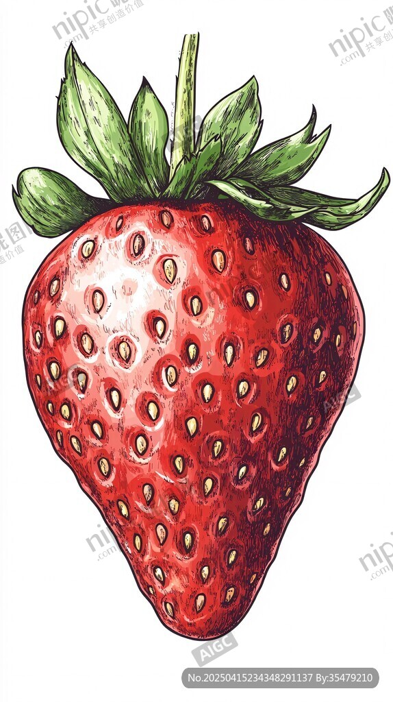 手绘鲜红草莓插画