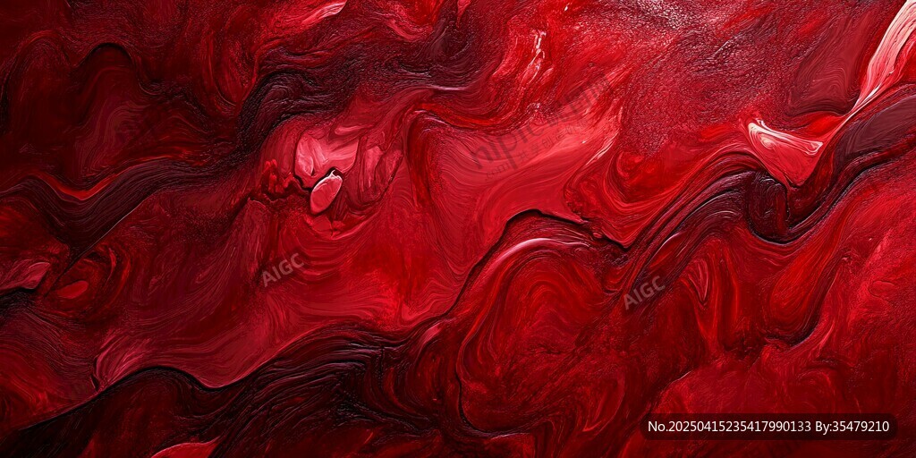 红色流体艺术纹理画面