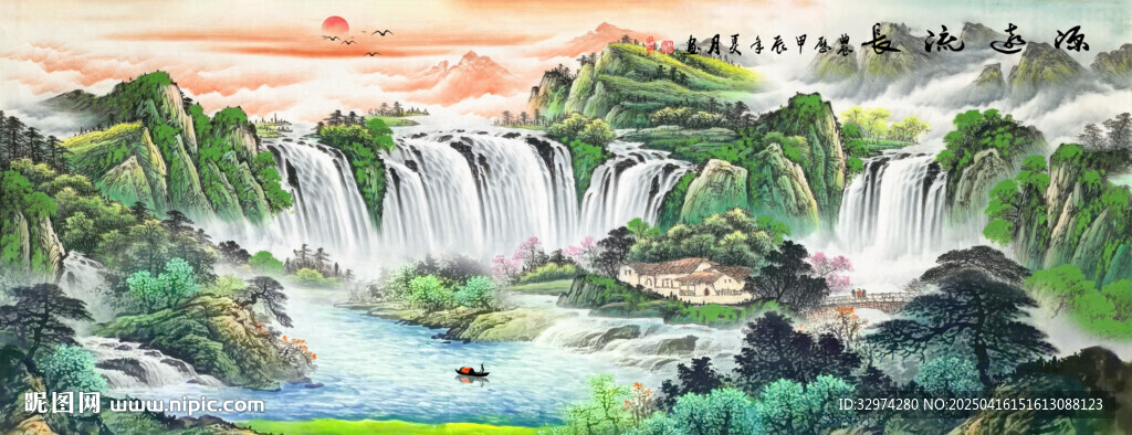 国画水墨山水画
