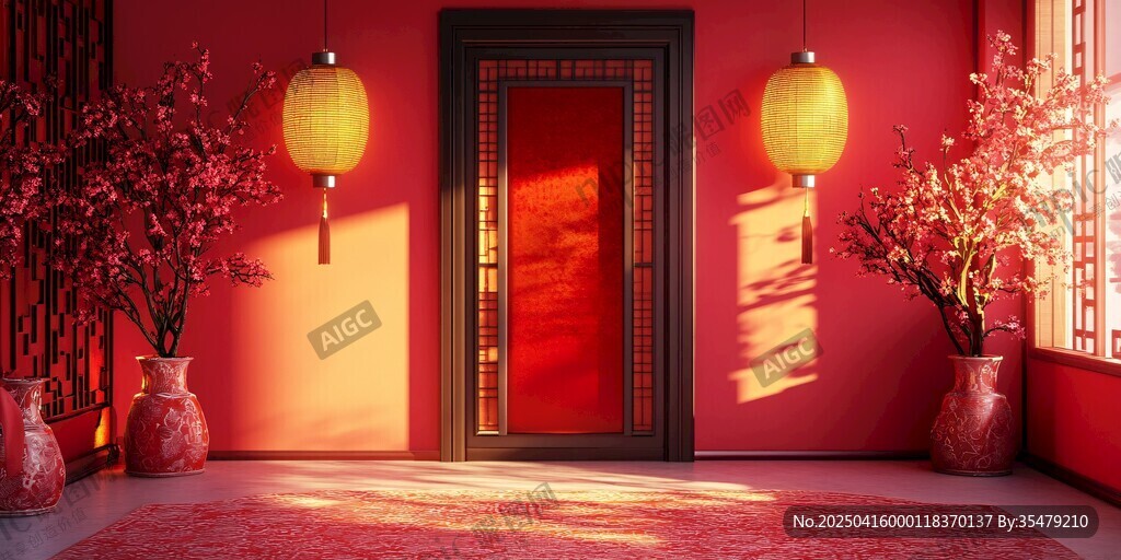中式红墙玄关典雅景致