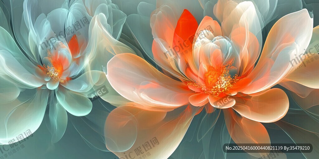 梦幻双生花卉艺术插画