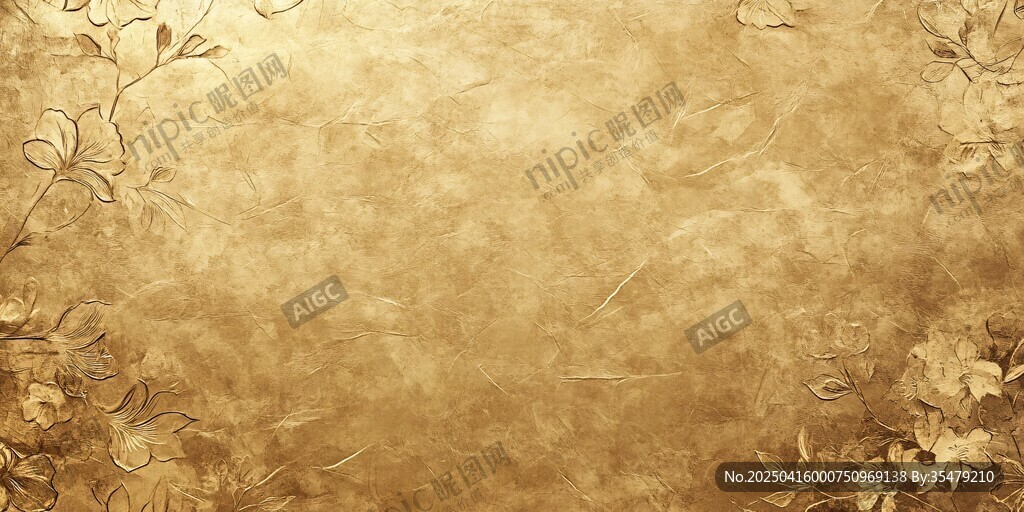 金色花卉纹理复古背景图