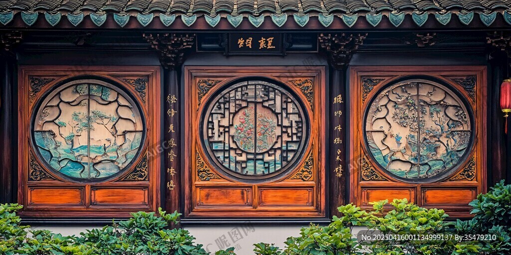 中式古雅雕花门窗