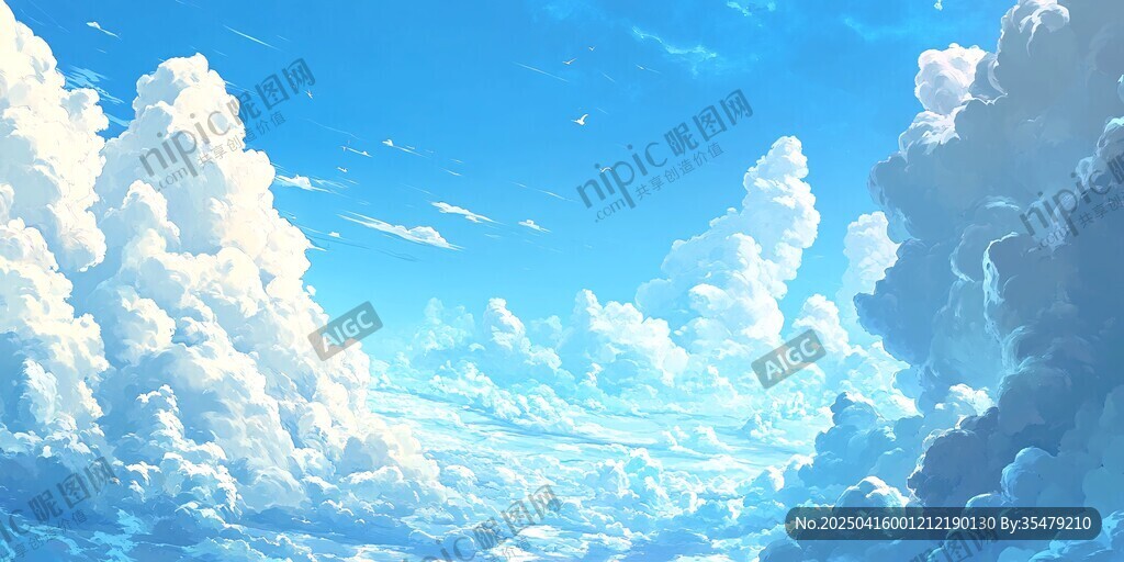 梦幻蓝天与蓬松云朵
