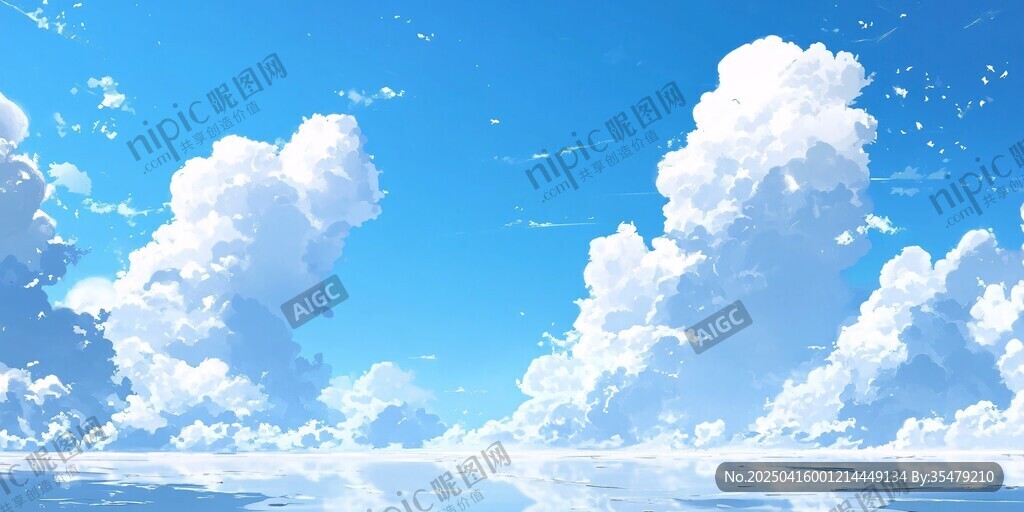 梦幻蓝天与蓬松云朵