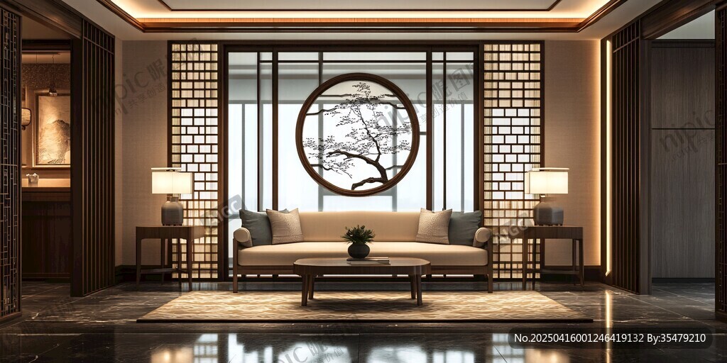中式雅致客厅室内设计场景
