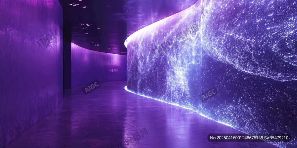 梦幻紫色数字光影艺术空间