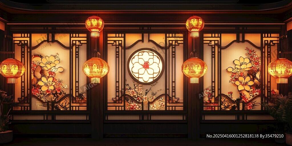 中式古风灯笼装点的雅致场景