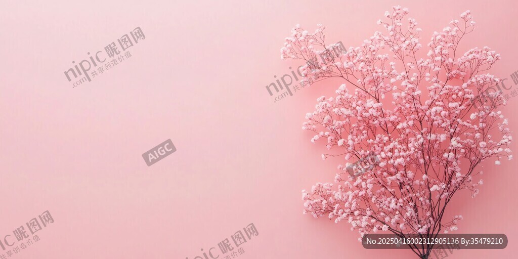粉色背景上的梦幻花枝