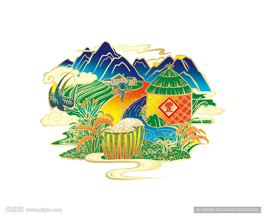 农产品小米杂粮插画