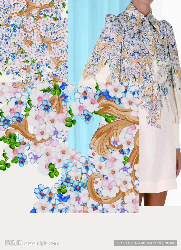 花卉图案服饰设计展示