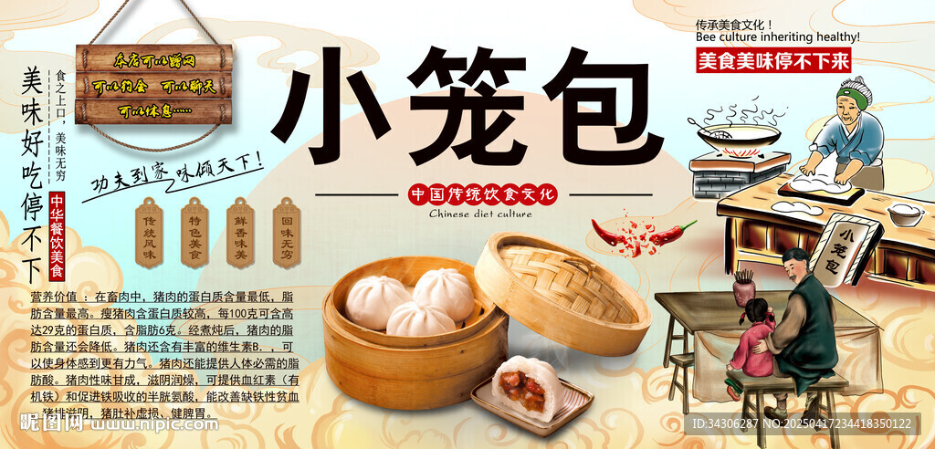 小笼包背景墙
