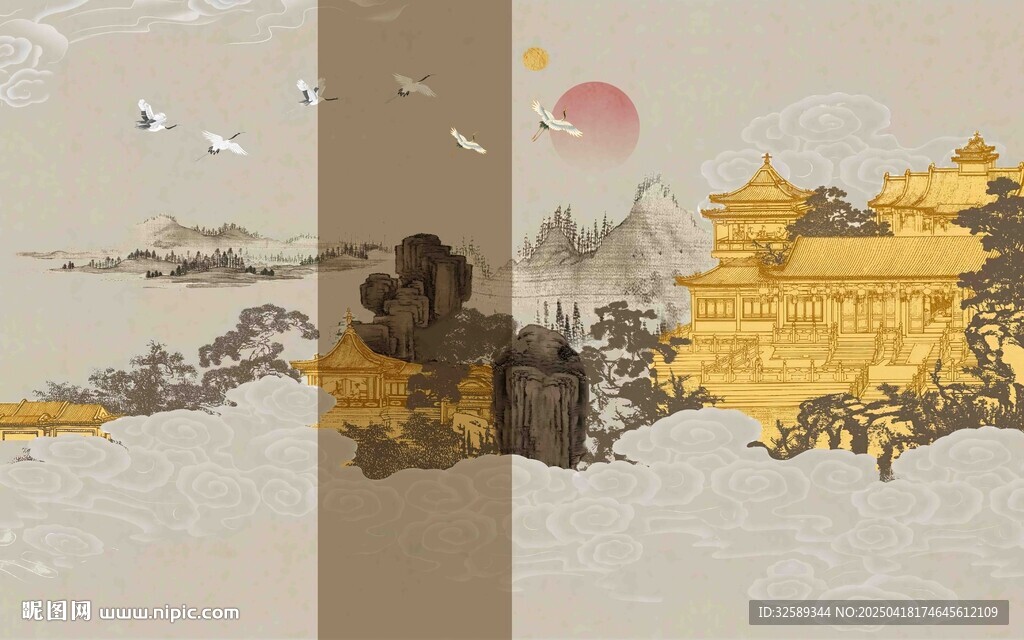 古风山水宫殿意境图