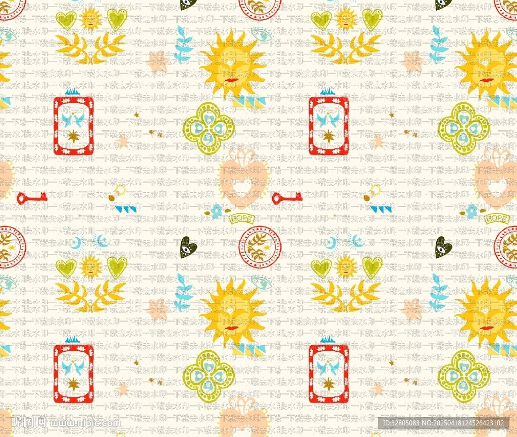 清新花卉几何图案背景图