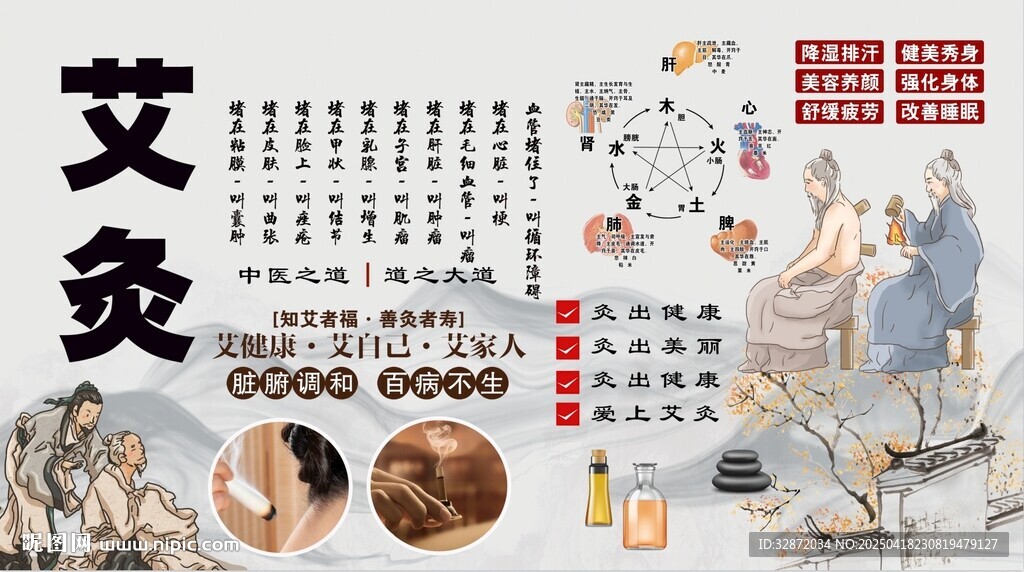 艾灸背景墙
