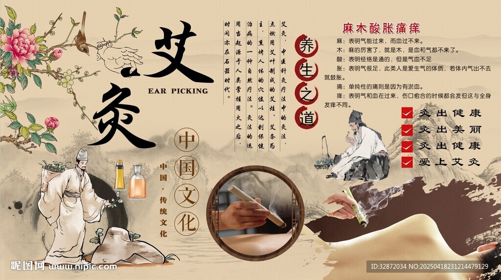 艾灸背景墙