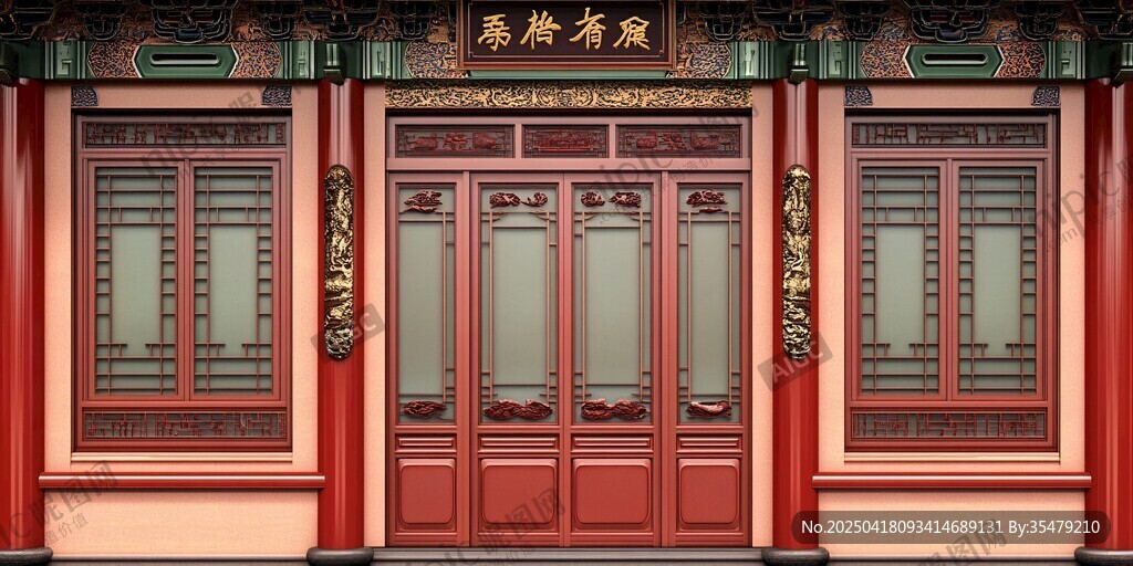 中式古典红门建筑景观