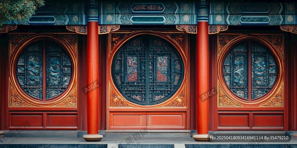 中式古典红门窗建筑之美