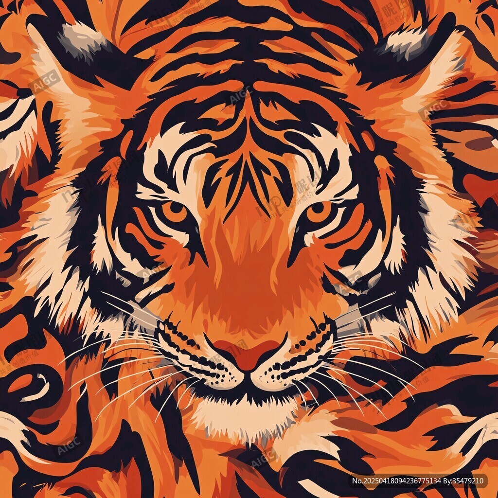 猛虎特写 野性艺术插画