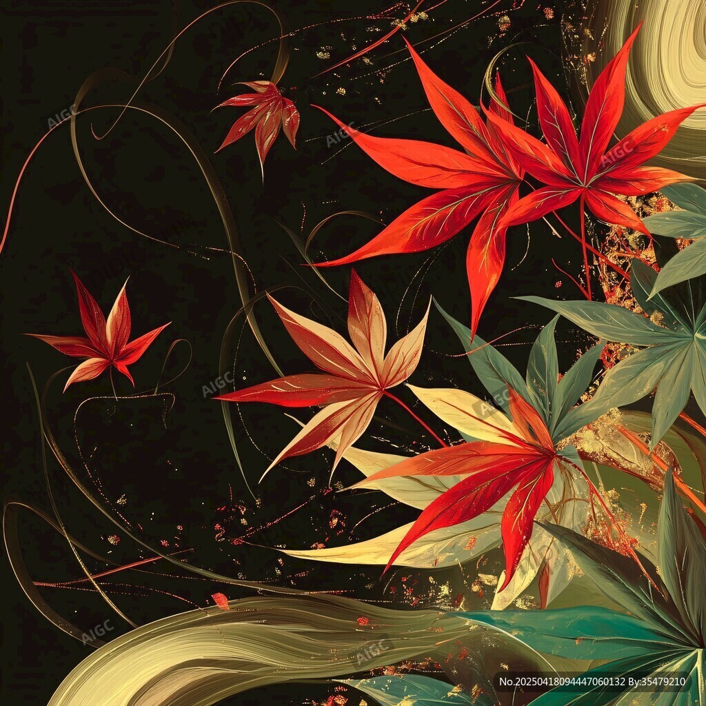 秋意枫叶绚丽插画
