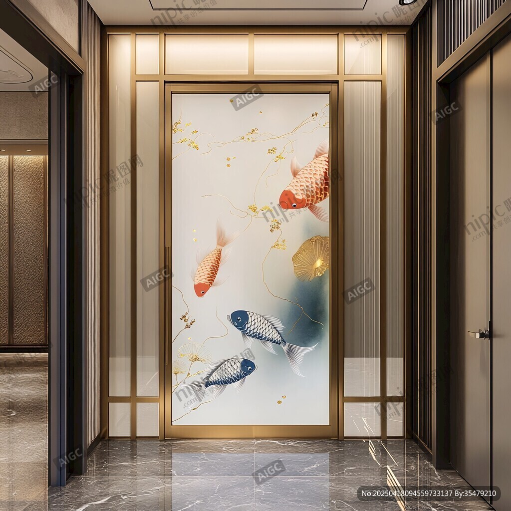 中式玄关锦鲤艺术装饰画