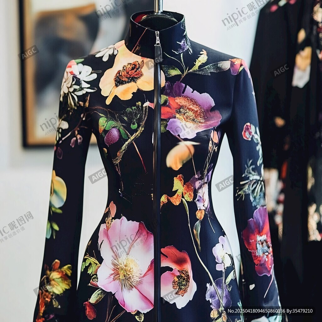 花卉印花修身女士连衣裙