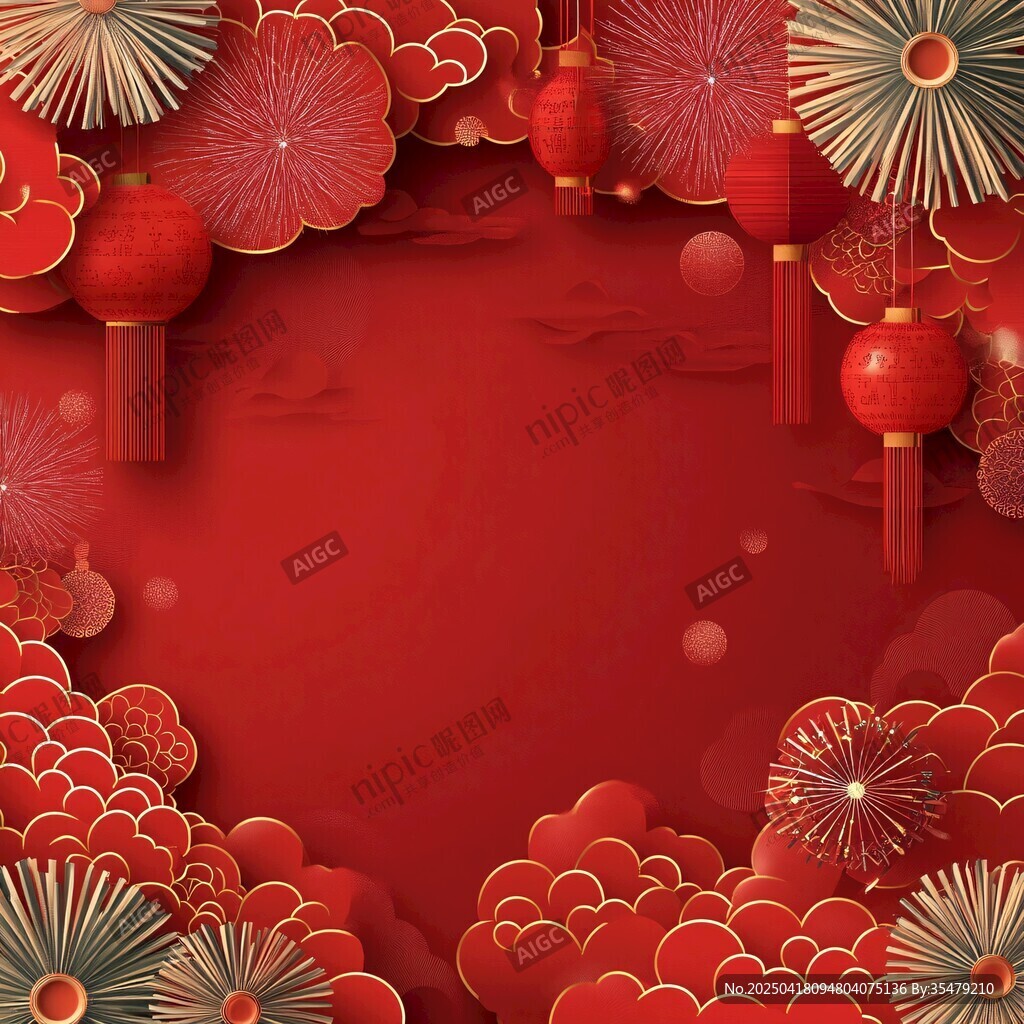 喜庆中式新年背景装饰图