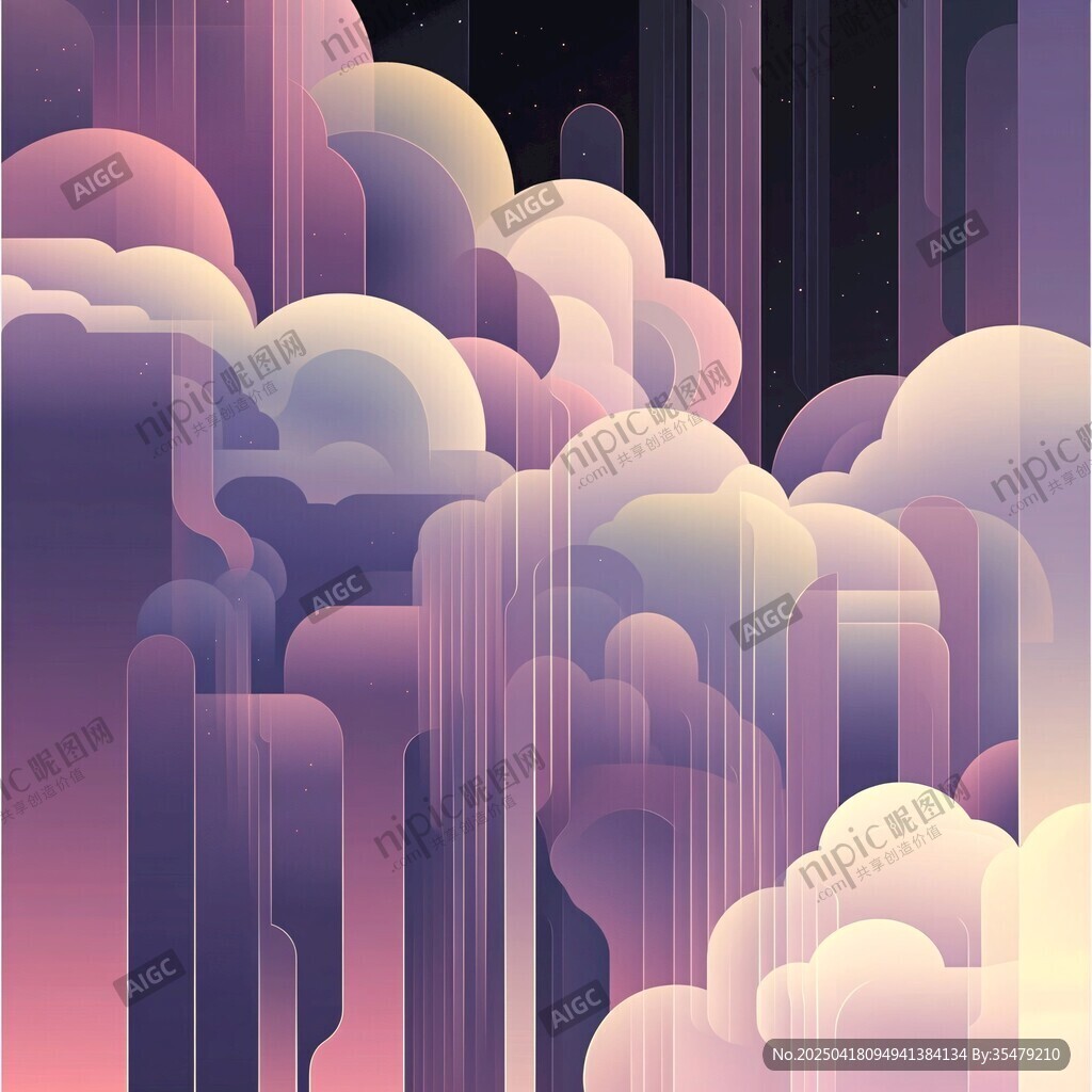 梦幻云海抽象艺术插画