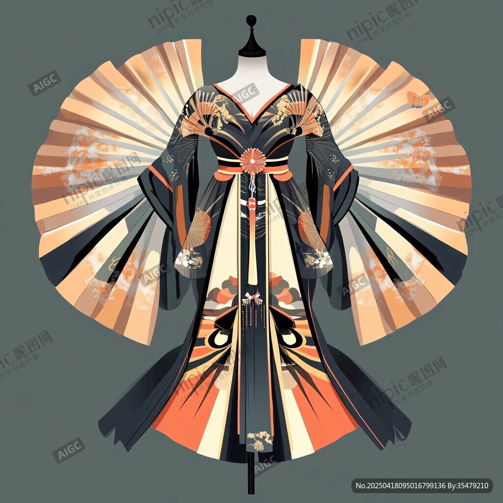 华丽日式和风长袍服饰