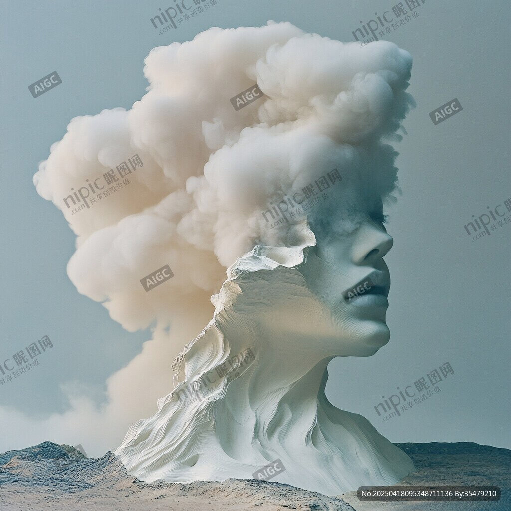 云雾幻化的神秘人脸形象