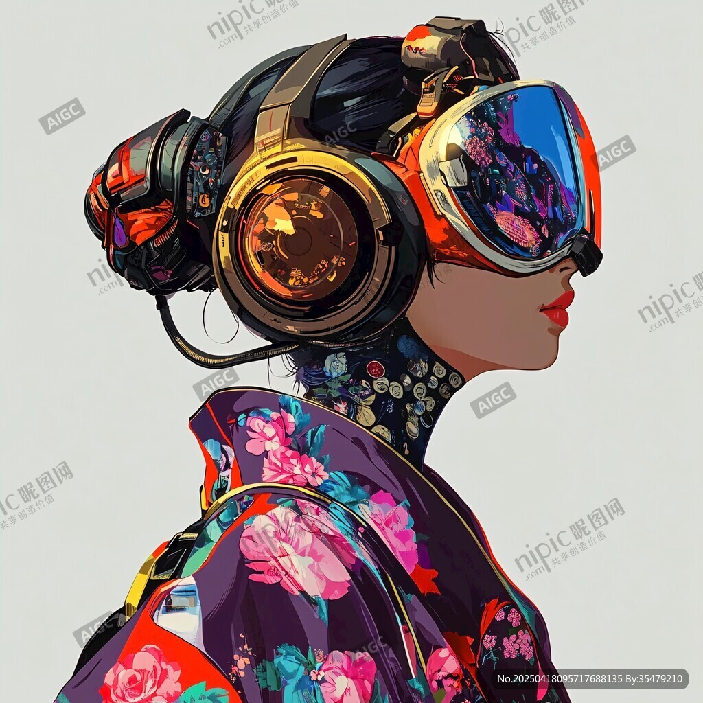 赛博和风少女的时尚造型