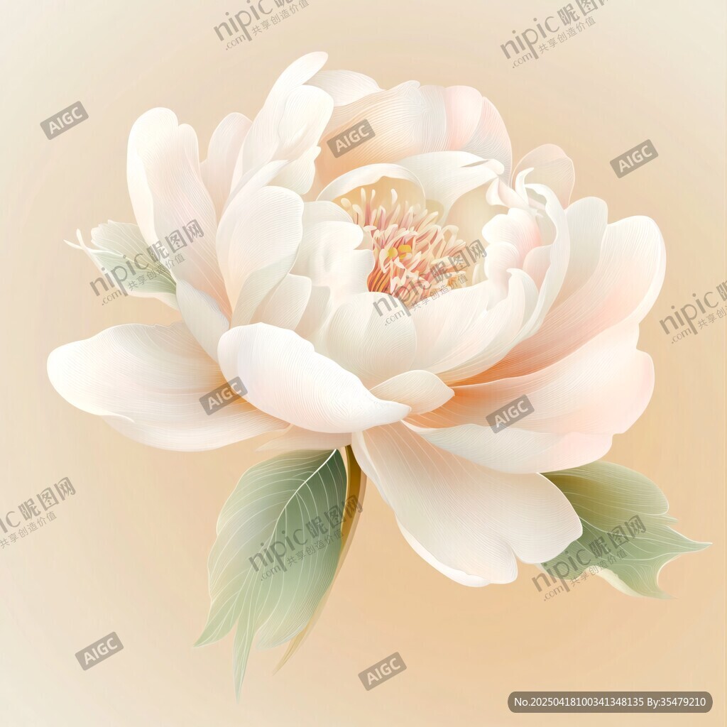 优雅绽放的柔美白牡丹花