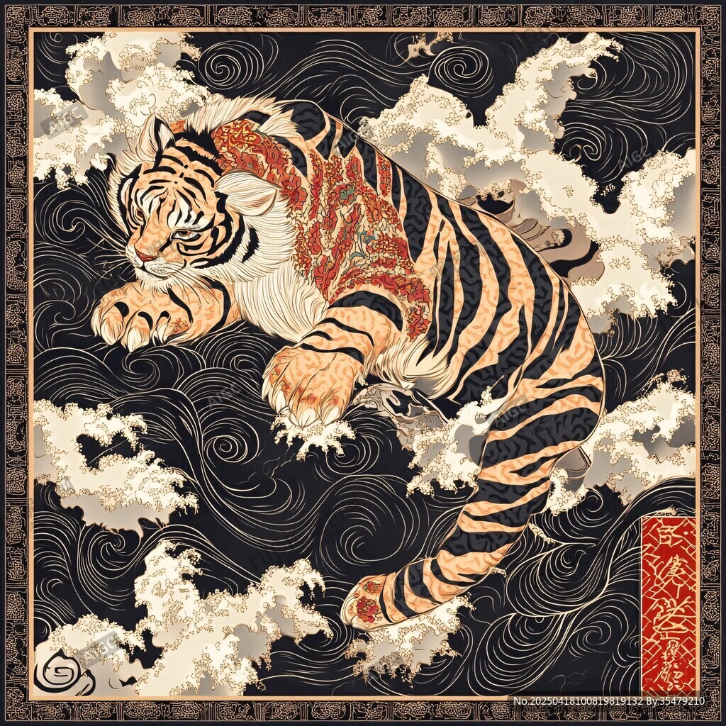 猛虎踏浪图