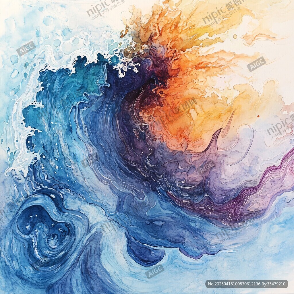 梦幻色彩的抽象海浪图景