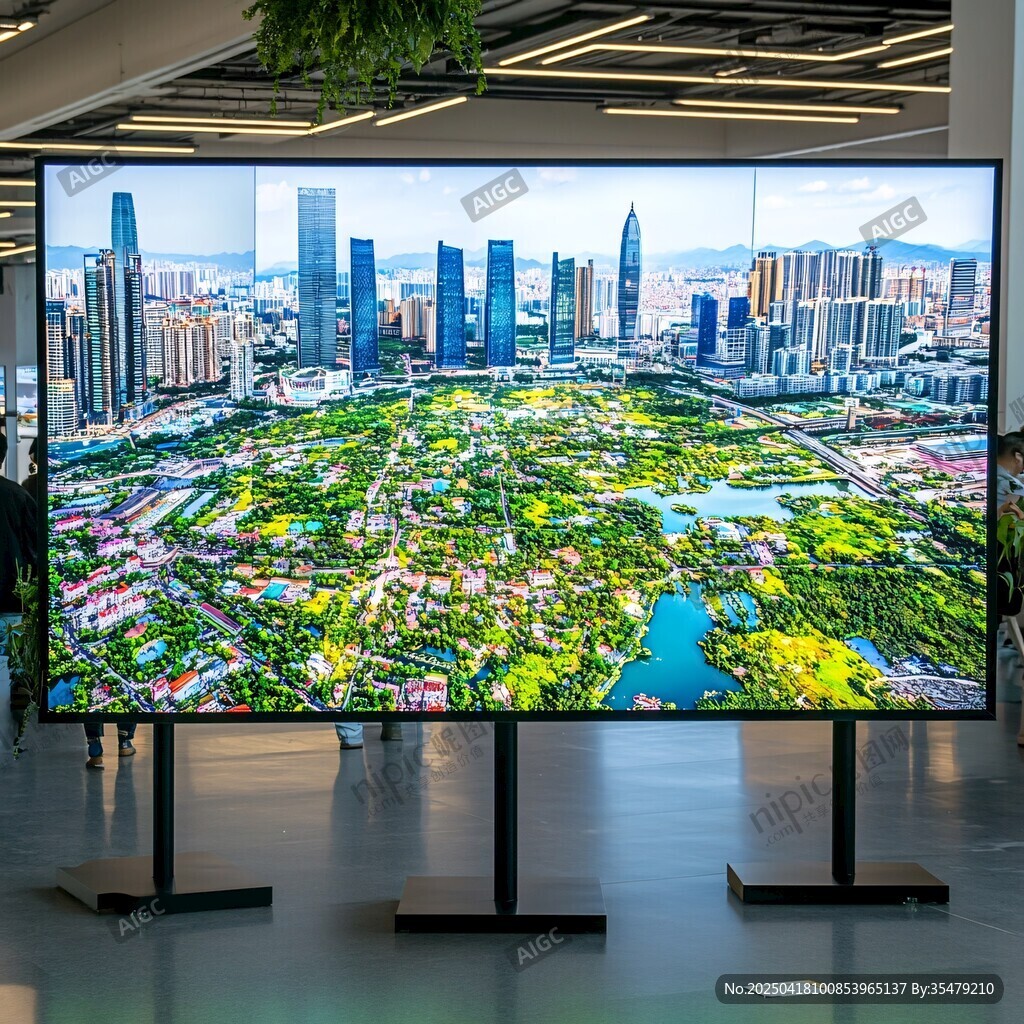 大屏展示城市景观与绿地